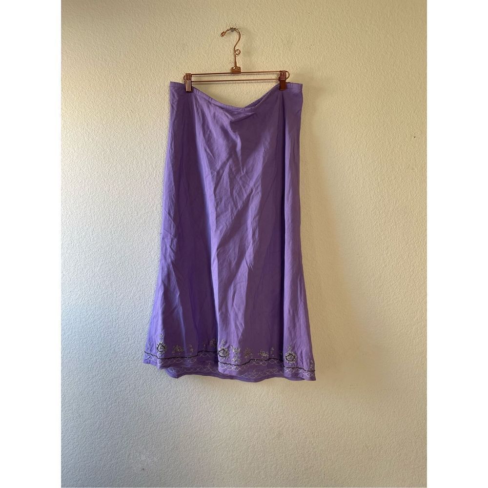 Lane Bryant y2k purple linen blend beaded midi skirt size 14/16